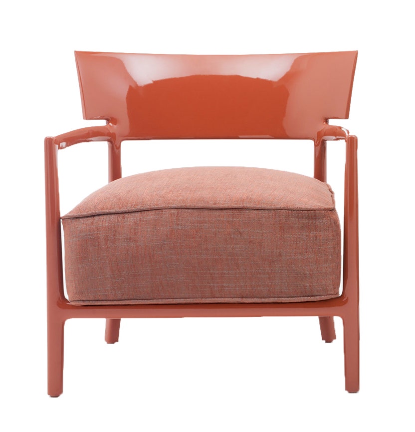 Chaise CARA de Kartell, Structure Rouge orangé, Revêtement uni Rouge orangé