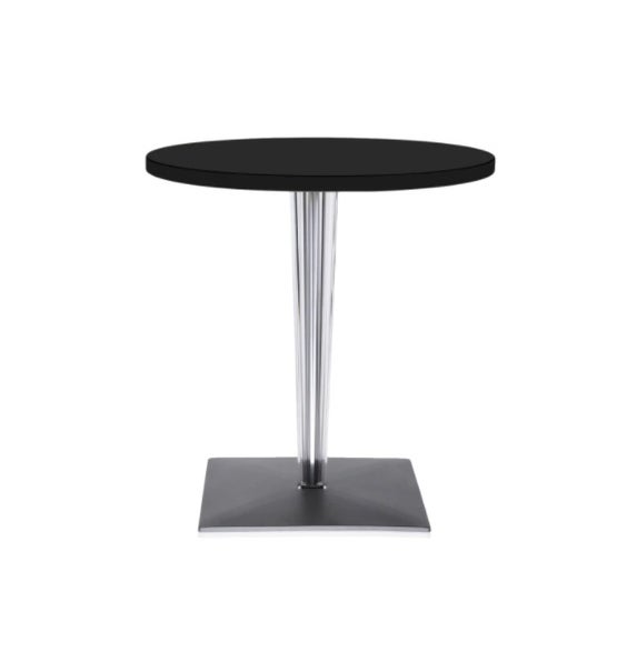 Table ronde TOPTOP, Pied plissé avec base carré de Kartell, Ø70, Noir