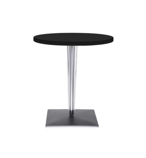Table ronde TOPTOP, Pied plissé avec base carré de Kartell, Ø70, Noir Table ronde TOPTOP, Pied plissé avec base carré de Kartell, Ø70, Noir