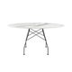 Table ovale GLOSSY, 194 x 120 cm, Structure acier noir, Plateau marbre blanc