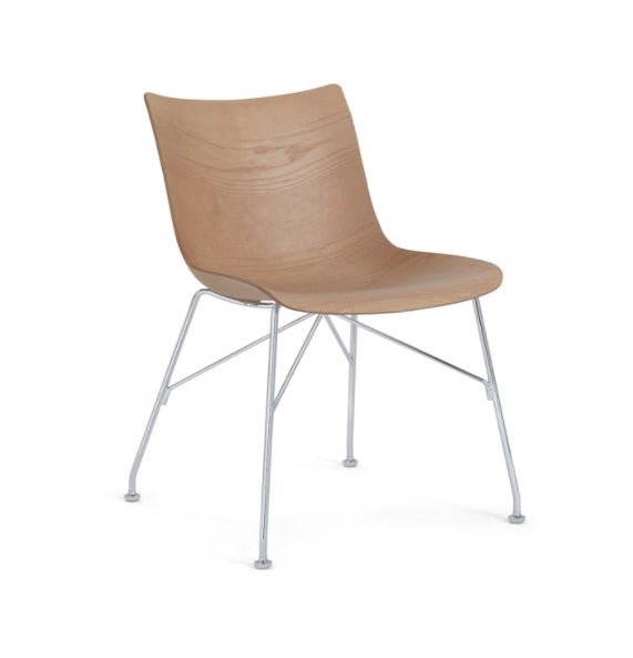 Chaise P/WOOD de Kartell, Frêne clair, Chromé 