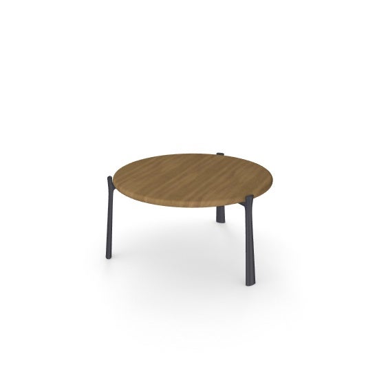 Table basse BRANCH de Tribù, D.50 x H.27, Piètement wengé, Plateau teck