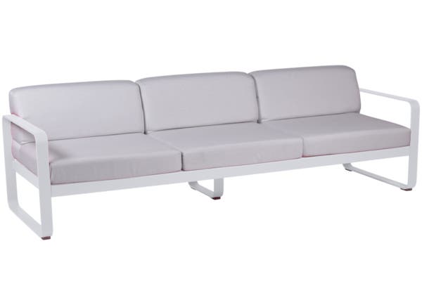 Canapé 3 places BELLEVIE de Fermob, Coussin blanc grisé, Blanc Coton Canapé 3 places BELLEVIE de Fermob, Coussin blanc grisé, Blanc Coton