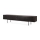 Meuble TV Roller Max -teck vernis noir-2 portes coulissantes-1 tiroir intérieur, L. 242cm