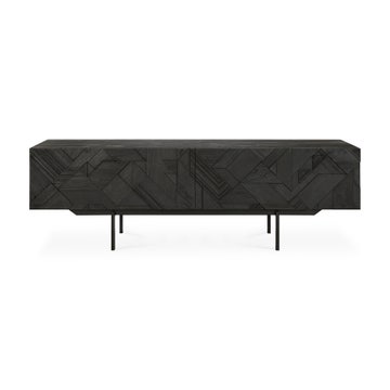 Meuble TV GRAPHIC d'Ethnicraft, L.160 cm, 1 tiroir / 1 porte abattante, Teck noir