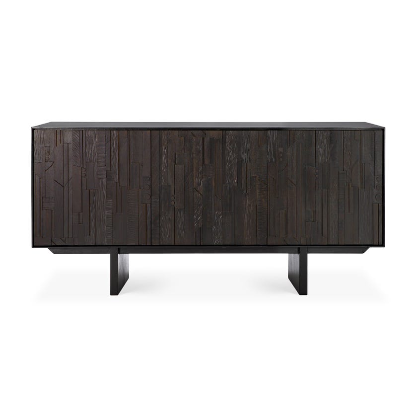 Buffet MOSAIC d'Ethnicraft, L.170 cm, 3 portes, Teck teinté noir Buffet MOSAIC d'Ethnicraft, L.170 cm, 3 portes, Teck teinté noir