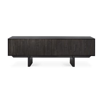 Meuble TV MOSAIC d'Ethnicraft, L.162 cm, 2 tiroirs / 1 porte abattante, Teck teinté noir