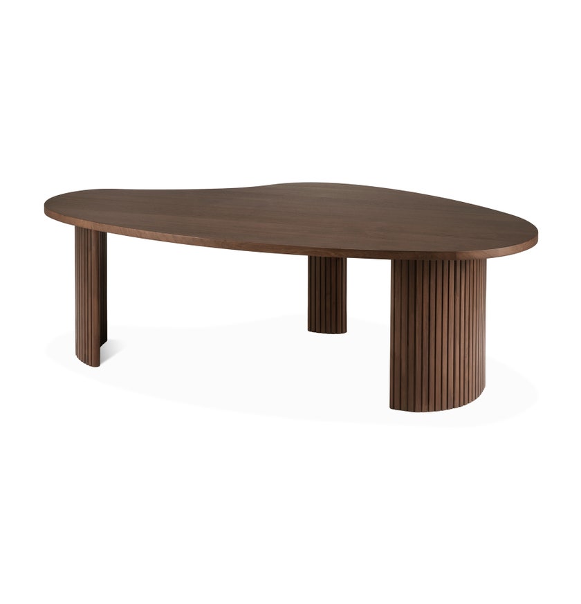 Table basse Boomerang - teck vernis - brun - forme organique