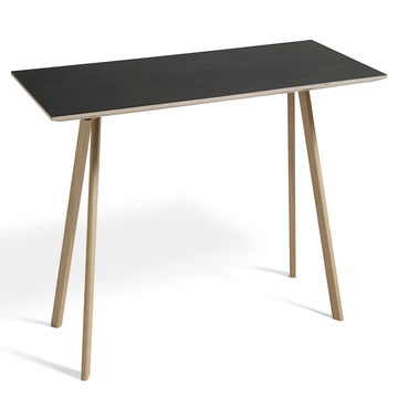 Table COPENHAGUE CPH30 de Hay, 200 X 90 CM, Plateau linoléum noir, Pieds en chêne vernis naturel