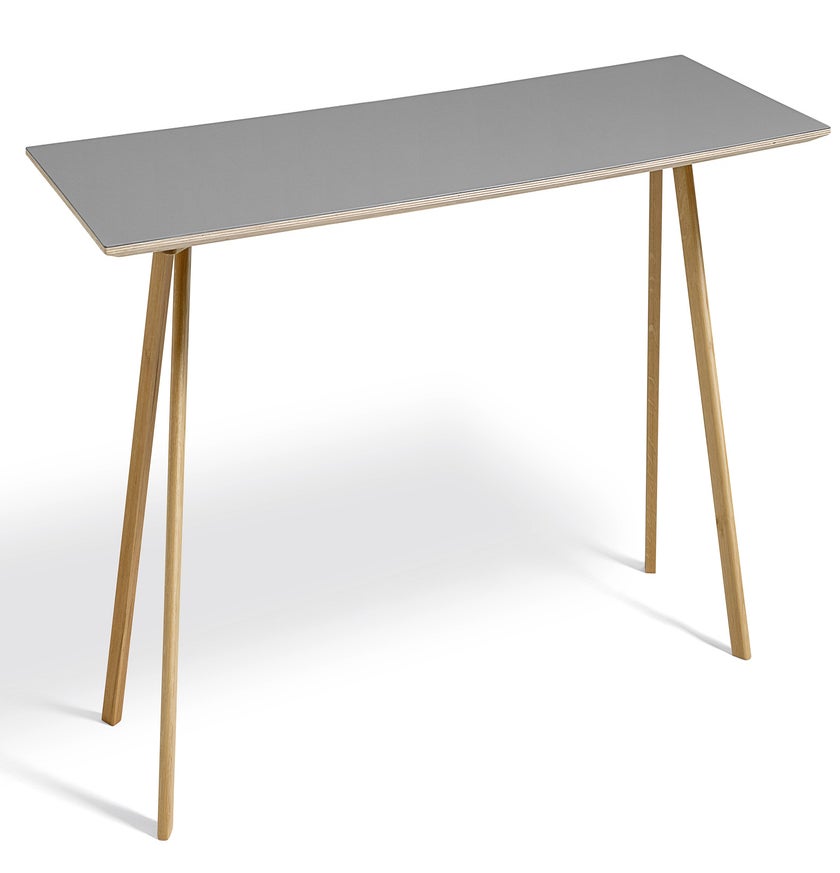 Table COPENHAGUE CPH30 250 X 90 CM de Hay, Plateau linoléum gris, Pieds en chêne vernis naturel