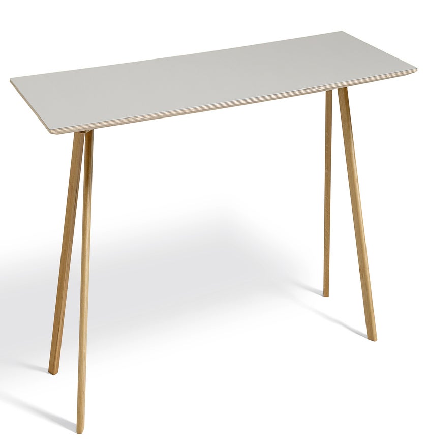 Table COPENHAGUE CPH30 250 X 90 CM de Hay, Plateau linoléum blanc cassé, Pieds en chêne vernis naturel