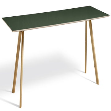 Table COPENHAGUE CPH30 250 X 90 CM de Hay, Plateau linoléum vert, Pieds en chêne vernis naturel