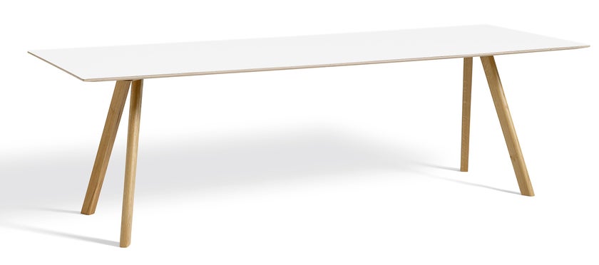 Table COPENHAGUE CPH30 250 X 90 CM de Hay, Plateau blanc laminé, Pieds en chêne vernis naturel Table COPENHAGUE CPH30 250 X 90 CM de Hay, Plateau blanc laminé, Pieds en chêne vernis naturel