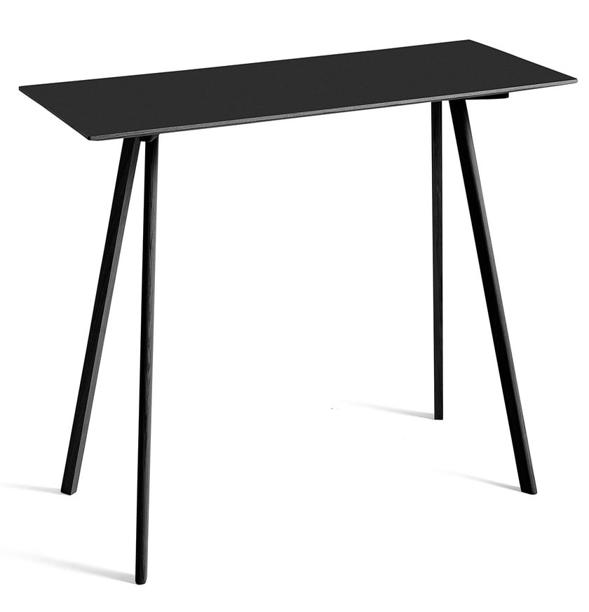 Table COPENHAGUE CPH30 200 X 80 X H.105 CM de Hay, Plateau linoléum noir, Pieds en chêne noir vernis naturel
