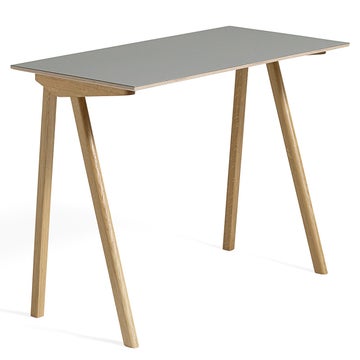 Bureau COPENHAGUE CPH90 en chêne, Structure chêne vernis naturel, Plateau laminé gris