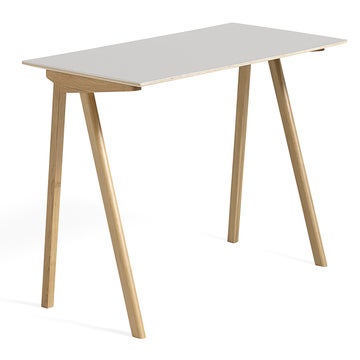 Bureau COPENHAGUE CPH90 en chêne, Structure chêne vernis naturel, Plateau laminé blanc