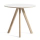 Table basse Ø.50 cm COPENHAGUE CPH 20, Plateau blanc laminé, Pieds en chêne vernis naturel