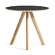 Table basse Ø.50 cm COPENHAGUE CPH 20, Plateau lino noir, Pieds en chêne vernis naturel