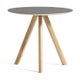 Table basse Ø.50 cm COPENHAGUE CPH 20, Plateau lino gris, Pieds en chêne vernis naturel