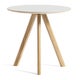 Table basse Ø.50 cm COPENHAGUE CPH 20, Plateau lino blanc cassé, Pieds en chêne vernis naturel