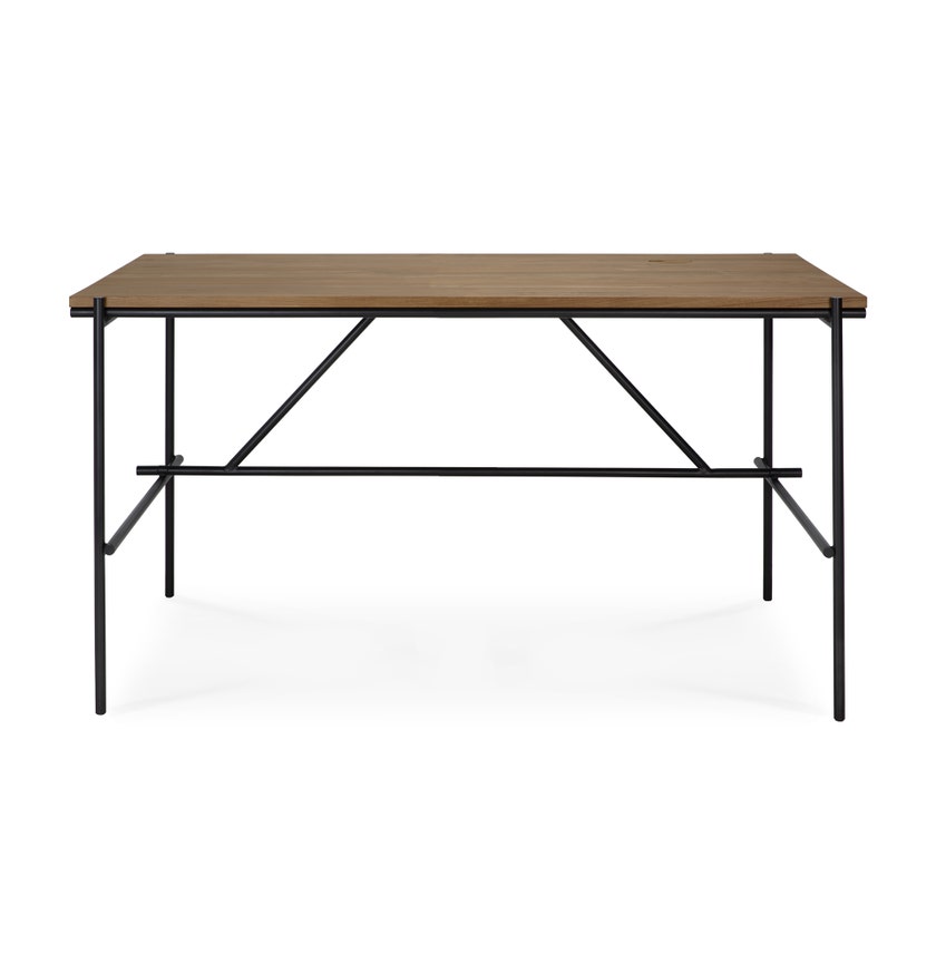 Bureau Oscar - teck - rectangulaire - avec système de rangement des câbles d'Ethnicraft, L. 140