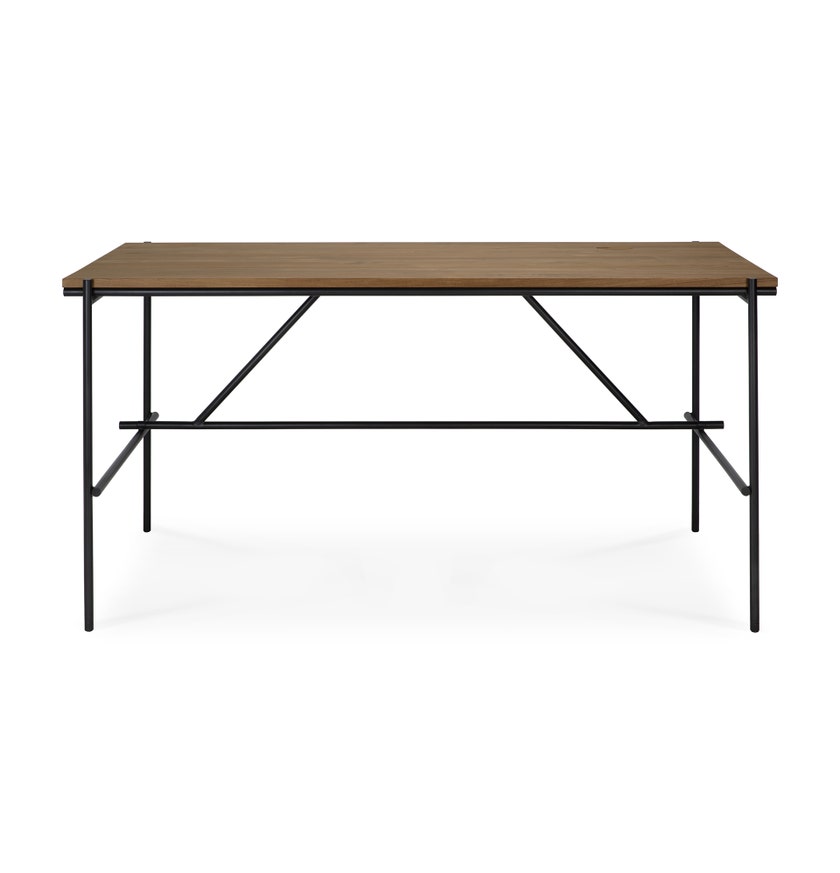 Bureau Oscar - teck - rectangulaire - avec système de rangement des câbles d'Ethnicraft, L. 160