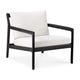 Chaise lounge JACK Outdoor, 76x90 H.73, Teck noir, tissu Blanc