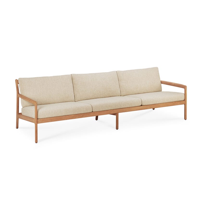 Canapé JACK 3 Places de Ethnicraft L265XP90, tissu natural, en teck