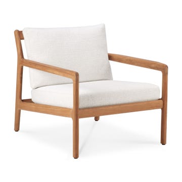 Fauteuil d'extérieur Jack en teck d'Ethnicraft, L.76 x P.90 cm, Off White