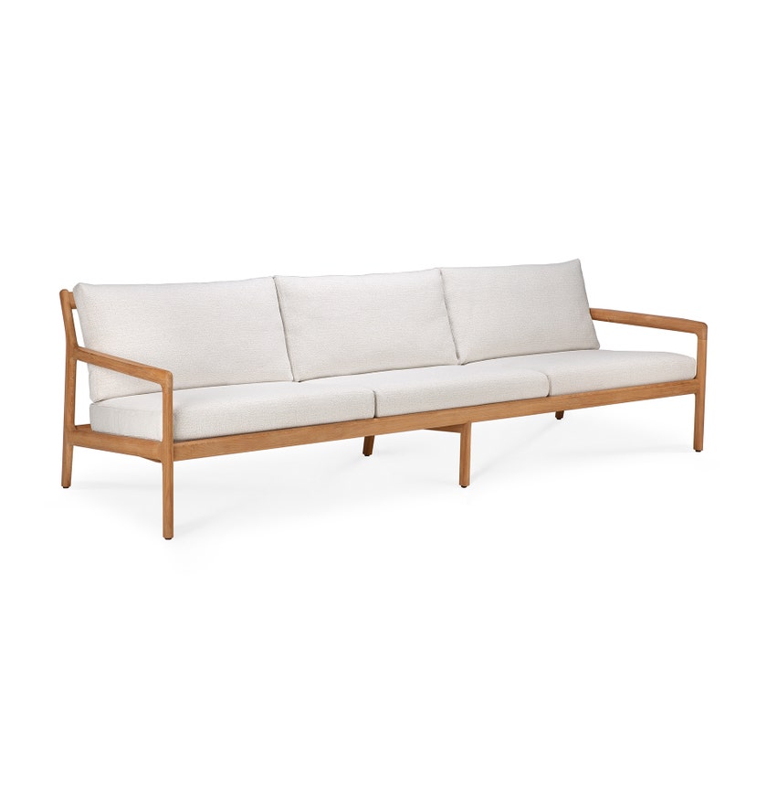 Canapé d'extérieur Jack en teck d'Ethnicraft, L.265 x P.90 cm, Off White