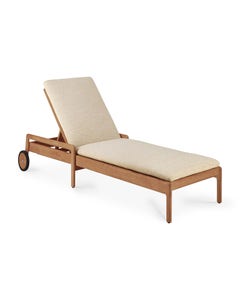 Chaise longue de Jardin ajustable Jack - Teck - coussin fin tissu naturel