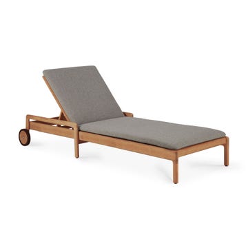 Chaise longue de Jardin ajustable Jack - Teck - tissu fin Mocha