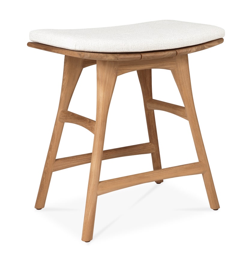 Tabouret de jardin Osso - teck + coussin tissu d'Ethnicraft, Off white