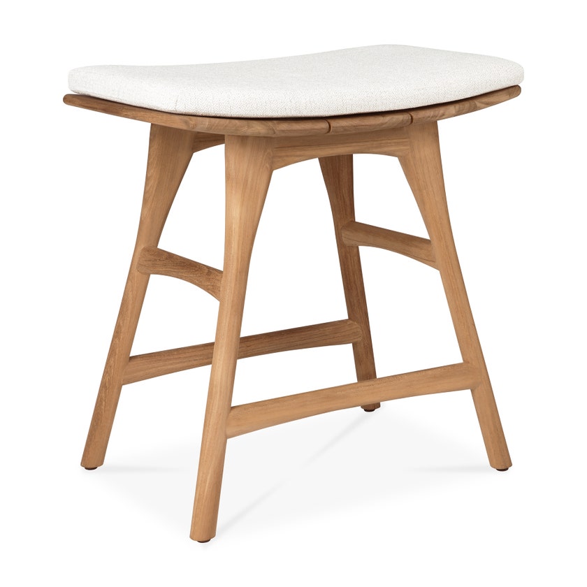 Tabouret de jardin Osso - teck + coussin tissu d'Ethnicraft, Off white Tabouret de jardin Osso - teck + coussin tissu d'Ethnicraft, Off white