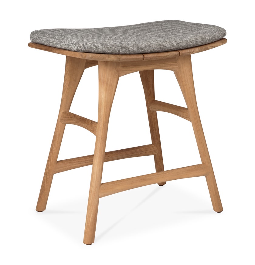 Tabouret de jardin Osso - teck + coussin tissu d'Ethnicraft, Moka