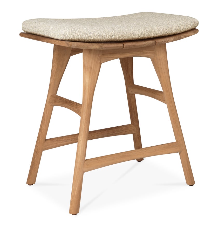 Tabouret de jardin Osso - teck + coussin tissu d'Ethnicraft, Natural