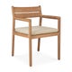 Chaise de jardin JACK avec accoudoirs en teck + coussin, Natural