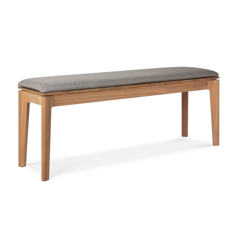Banc de jardin Bok en teck d'Ethnicraft avec coussin, Moka, 137x35x49cm