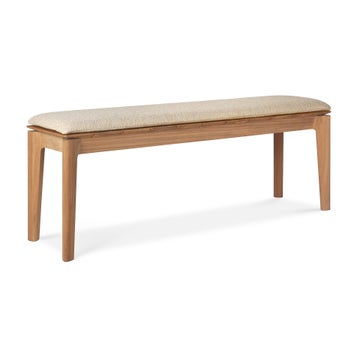 Banc de jardin Bok en teck d'Ethnicraft avec coussin, Natural, 137x35x49cm