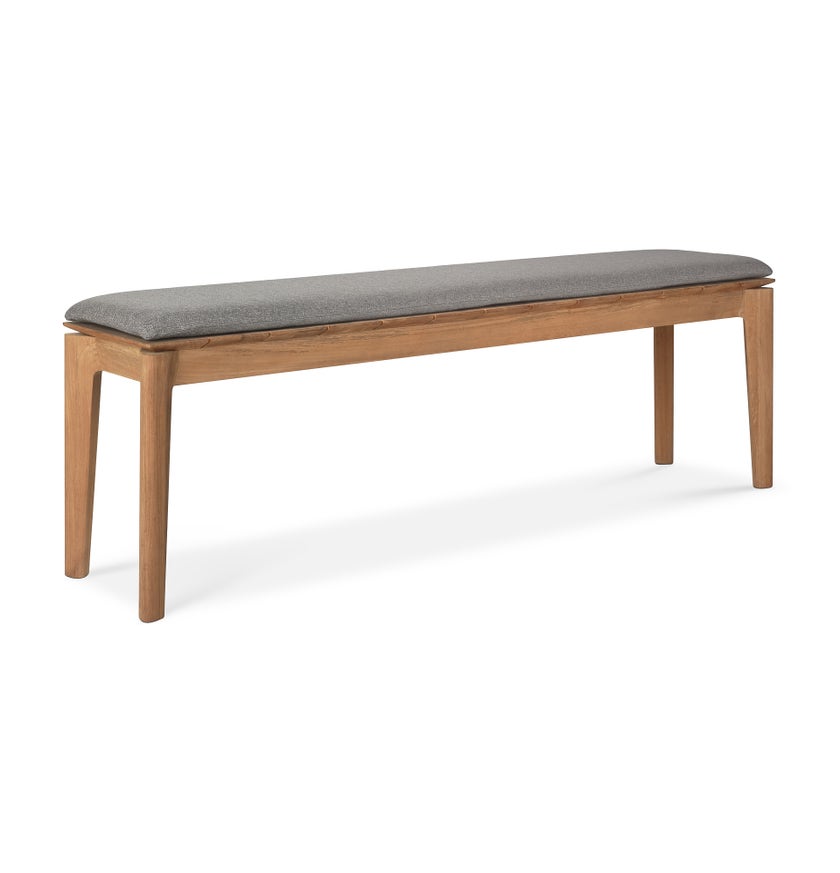 Banc de jardin Bok en teck d'Ethnicraft avec coussin, Moka, 162x35x49cm