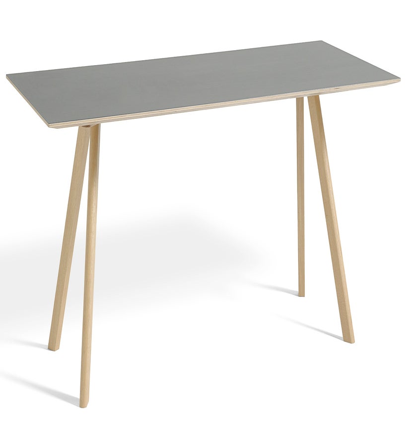 Table COPENHAGUE CPH30 200 X 90 CM de Hay, Plateau linoléum gris, Pieds en chêne vernis naturel