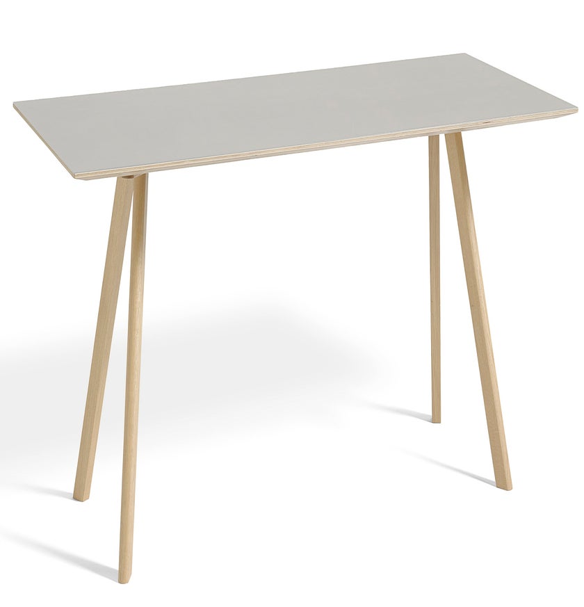 Table COPENHAGUE CPH30 200 X 90 CM de Hay, Plateau linoléum blanc cassé, Pieds en chêne vernis naturel