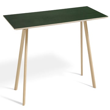 Table COPENHAGUE CPH30 de Hay, 200 X 90 CM, Plateau linoléum vert, Pieds en chêne vernis naturel
