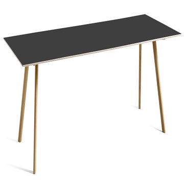 Table COPENHAGUE CPH30 300 X 120 CM de Hay, Plateau linoléum noir, Pieds en chêne vernis naturel