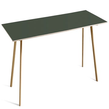 Table COPENHAGUE CPH30 300 X 120 CM de Hay, Plateau linoléum vert, Pieds en chêne vernis naturel