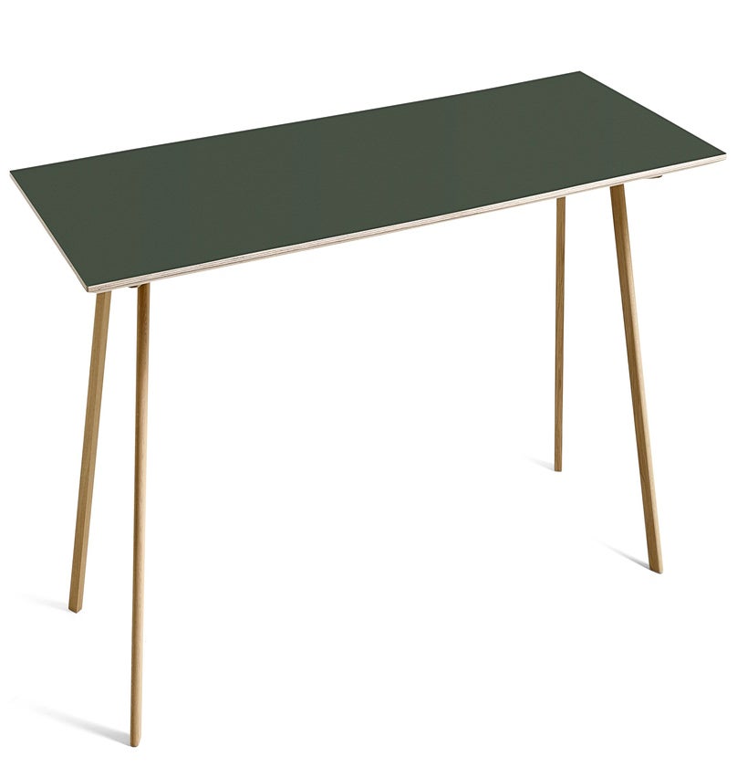 Table COPENHAGUE CPH30 300 X 120 CM de Hay, Plateau linoléum vert, Pieds en chêne vernis naturel
