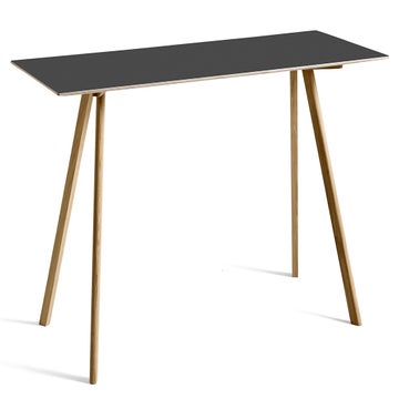 Table COPENHAGUE CPH30 200 X 80 X H.105 CM de Hay, Plateau linoléum noir, Pieds en chêne vernis naturel