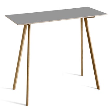 Table COPENHAGUE CPH30 200 X 80 X H.105 CM de Hay, Plateau linoléum gris, Pieds en chêne vernis naturel