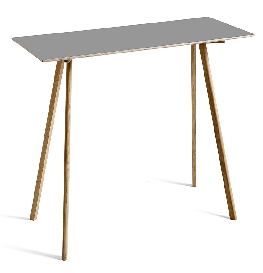 Table COPENHAGUE CPH30 200 X 80 X H.105 CM de Hay, Plateau linoléum gris, Pieds en chêne vernis naturel