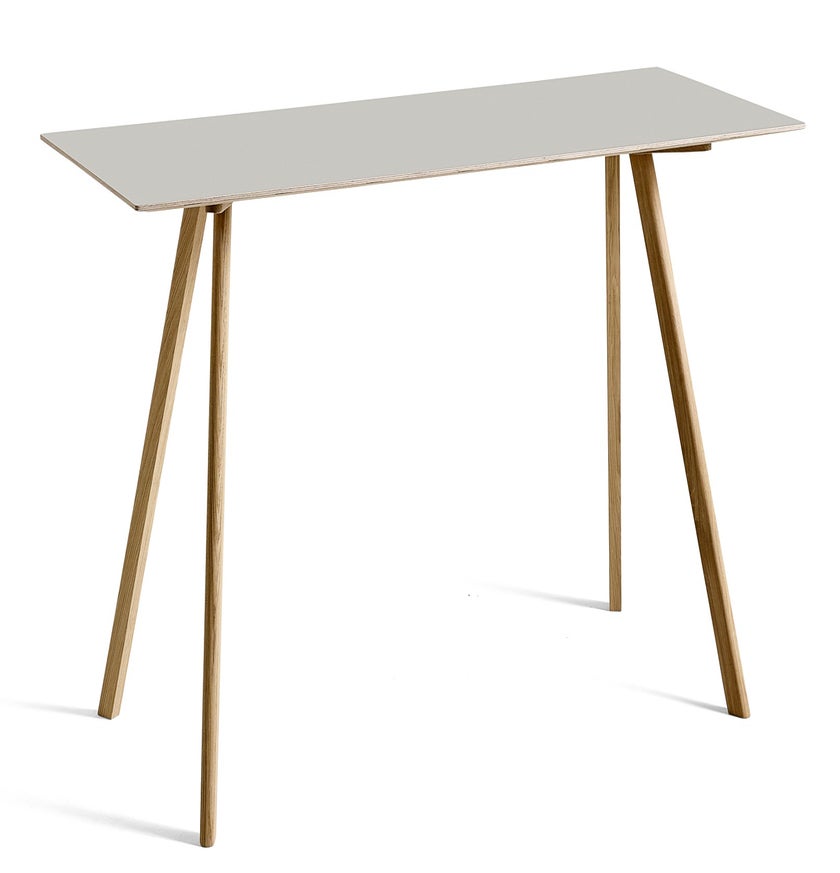 Table COPENHAGUE CPH30 200 X 80 X H.105 CM de Hay, Plateau linoléum blanc cassé, Pieds en chêne vernis naturel
